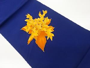 塩瀬金駒刺繍草花模様開き名古屋帯（額縁仕立て）